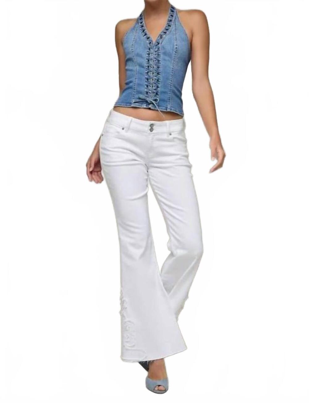 NEW HIDDEN women's happi low rise flare jeans in white